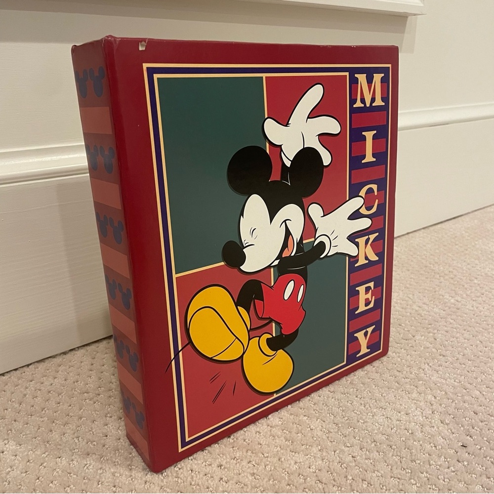 VTG Holson Disney Mickey Mouse Photo Album/3 Ring Binder 90s Trip Scrapbook